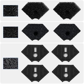 AquaMiracle Turtle Aquarium Filter Replacement Sponge, Turtle Tank Filter Replacement Parts, Including 2 x Coarse Sponge, 2 x Fine Sponge & 4 x Activated Carbon, for 10-40 Gallon