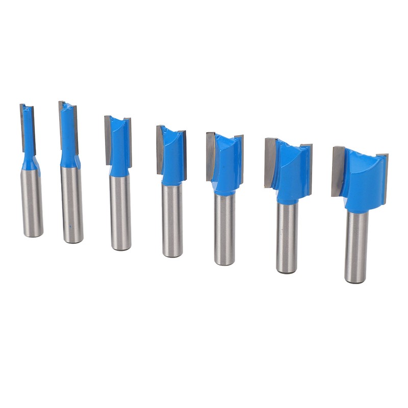 7 Pcs Straight Router Bit 8mm Shank Double Flute Wood