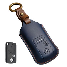 LETINGFAR Key Case, For Honda, Smart Key Case, Key Cover, Genuine Leather, Designed for Honda 2 Buttons, Key Holder, For Honda Stepwagon, RK Freed, Elysion, etc. (Blue)