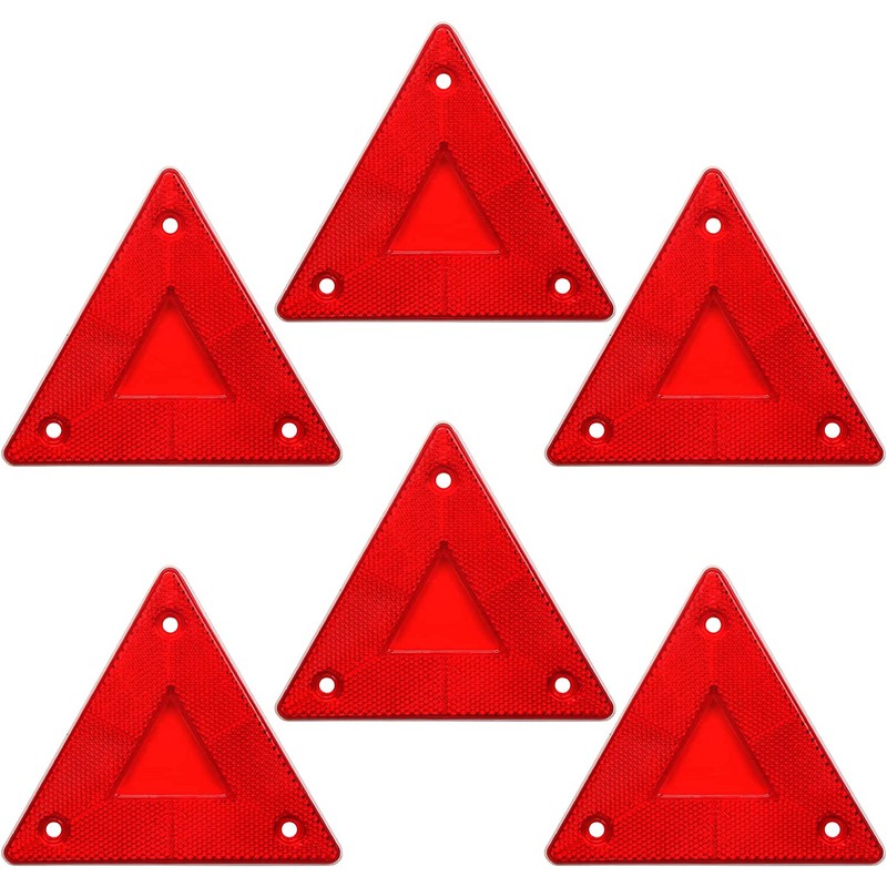 Enjoyist 6-Pack Red Safety Reflector Warning Sign Slow Moving Vehicle