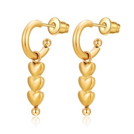 TOVABA Goldene Herz-Tropfen-Ohrringe für Damen, hypoallergen, Edelstahl, wasserdicht, läuft nicht an, baumelnde Ohrringe, eleganter Schmuck für den täglichen oder besonderen Anlass