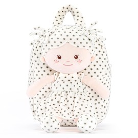 Onetoo Toddler Backpack Back to School Gifts for Girls Kids Backpacks with Soft Light Baby Dolls in Grey Star White Dress 9"