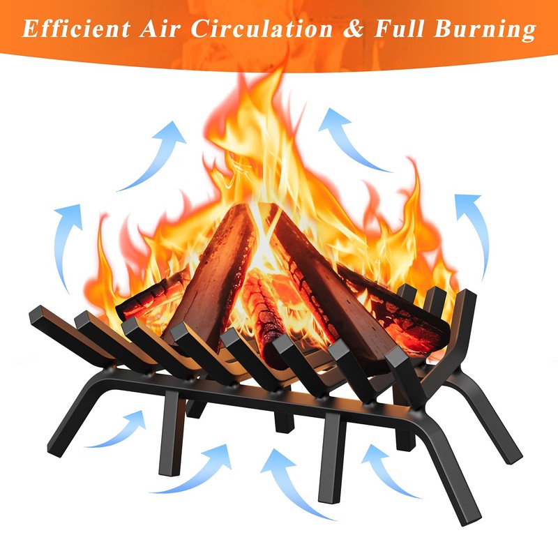 Jusgym Fireplace Grate 24 Inch with 8 Support Legs and