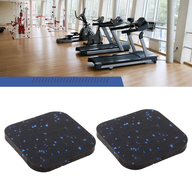 EMSea 6Pcs Treadmill Mats High Density Thickened Black Blue Dot