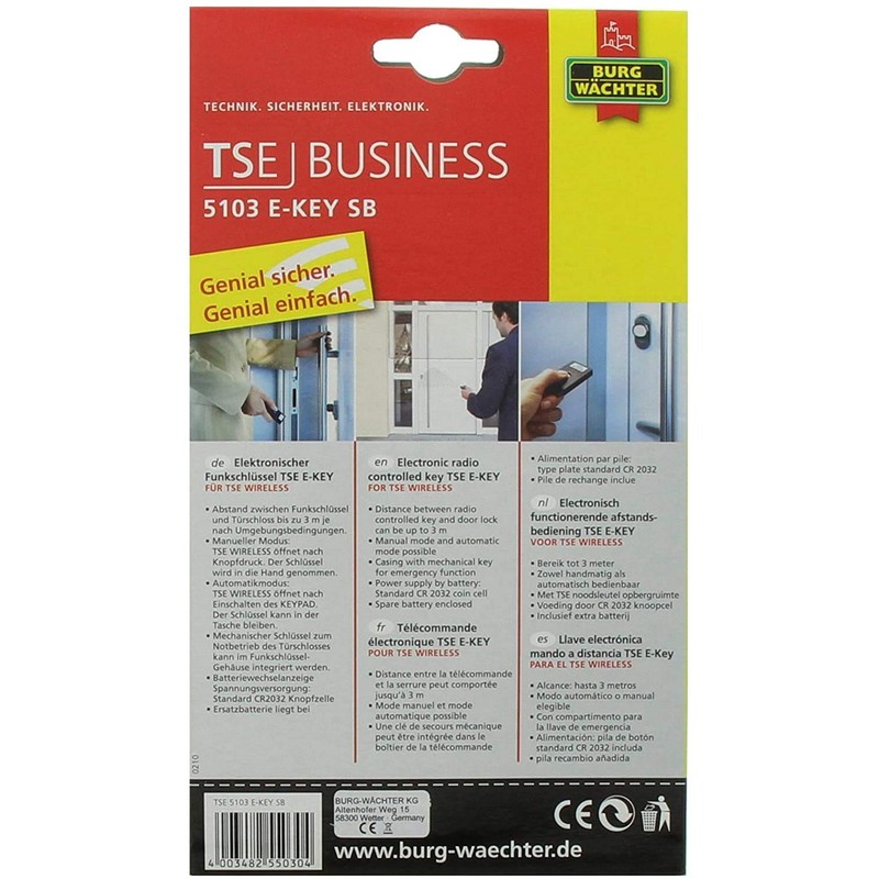 Burg-Wächter TSE 5103 E-Key SB Electronic Door Cylinder, Silver