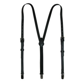 CTM® Women's Coated Leather 1/2 Inch Clip-End Suspenders, Black