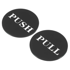 PATIKIL Push Pull Door Sign, 2 Pack Self-Adhesive Round Acrylic Gate Sticker Wall Marker for Office Store Shop, Black/White