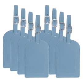 PATIKIL Leather Luggage Tags Top Open Set of 8 Luggage Tags Cute PU Bag Labels Suitcase Name Label Suitcase Accessories Airplane Travel Essentials Haze Blue