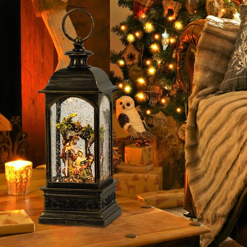 Wondise Lighted Musical Snow Globe Lantern with 6 Hour Timer,