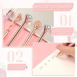 8PC Boligrafo elegant, Plumas de Diamante Bolígrafo con caja de regalo, Retráctil de Boligrafo elegante negro, Adecuado Regalo para Despedida de Solte