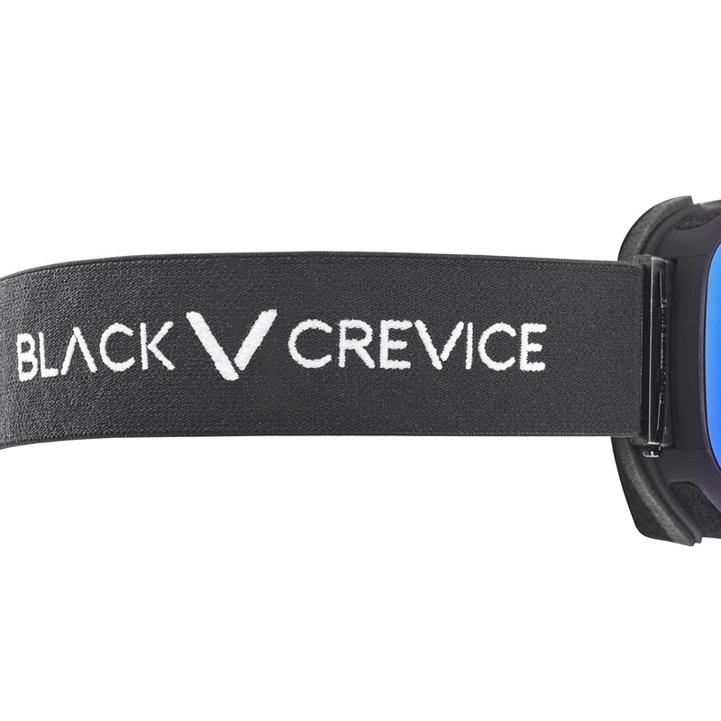 Black Crevice Ski Goggles with Cylindrical Lenses Black/Blue Revo