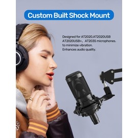 Custom Built Shock Mount with Pop Filter for AT2020 Microphones, Reduces Vibration Noise and Shockmount Improve Recording Quality for Audio Technica AT2020 AT2020USB+ AT2035 AT4040 Condenser Mic