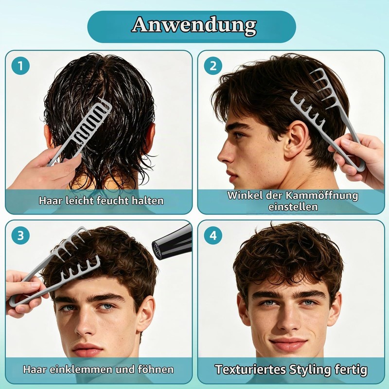 4 Pieces Curling Comb Texture Comb for Men and Women