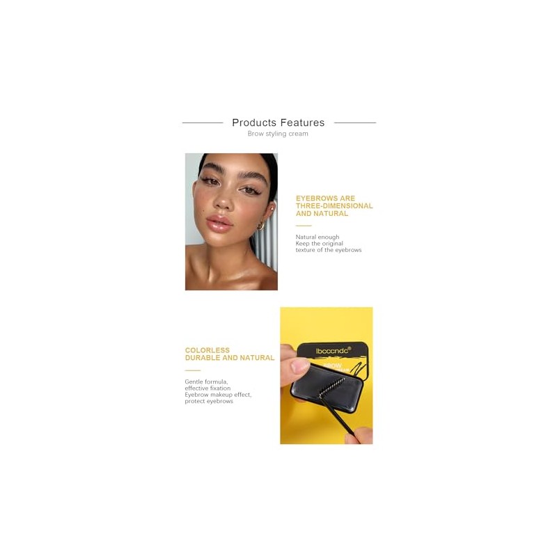 Crema para peinar cejas, jabón tridimensional incoloro para cejas, fijación