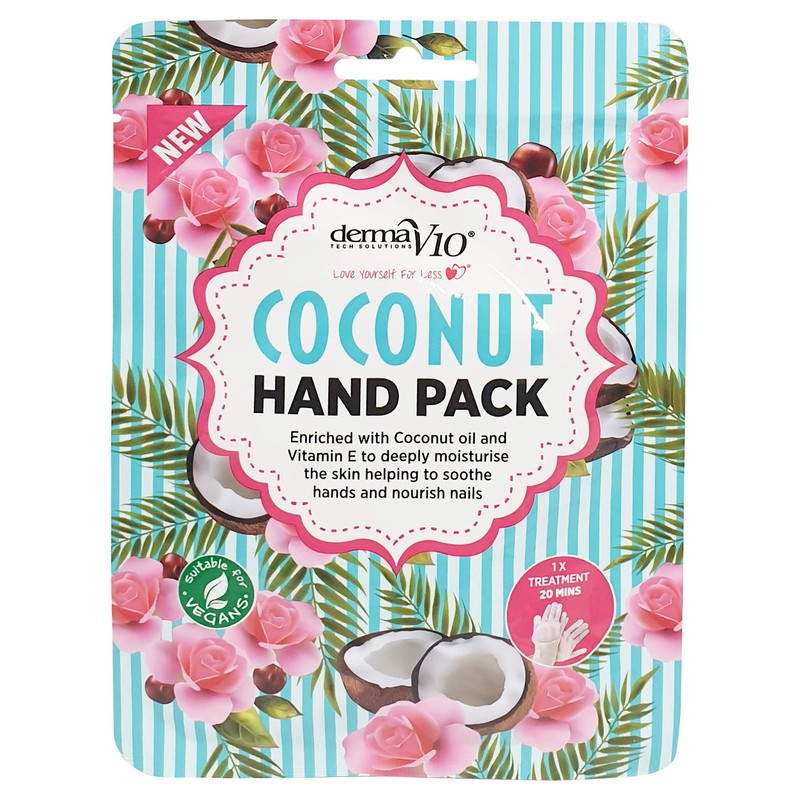 Derma V10 Deeply Moisturising Coconut Hand Pack, Enriched with Coconut