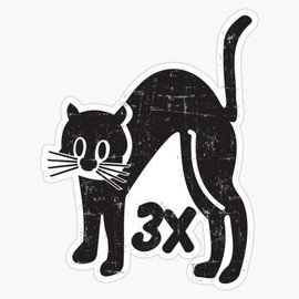 Leyland Designs U-48 Cat Times 3X - Grunge Style Sticker Outdoor Rated Vinyl Sticker Decal for Windows, Bumpers, Laptops or Crafts 5"