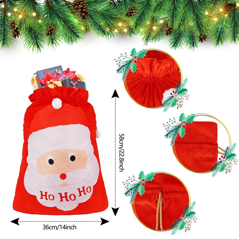 2 pcs Christmas Santa Gift Sack Red Large Bag Oversize