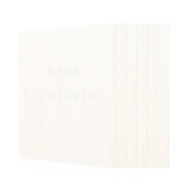 6 Pack Basswood Sheets 12"x12"x1/8" - 3mm Plywood Sheets for DIY Crafts, Laser Cutting, Wood Burning, Painting, Model Carving