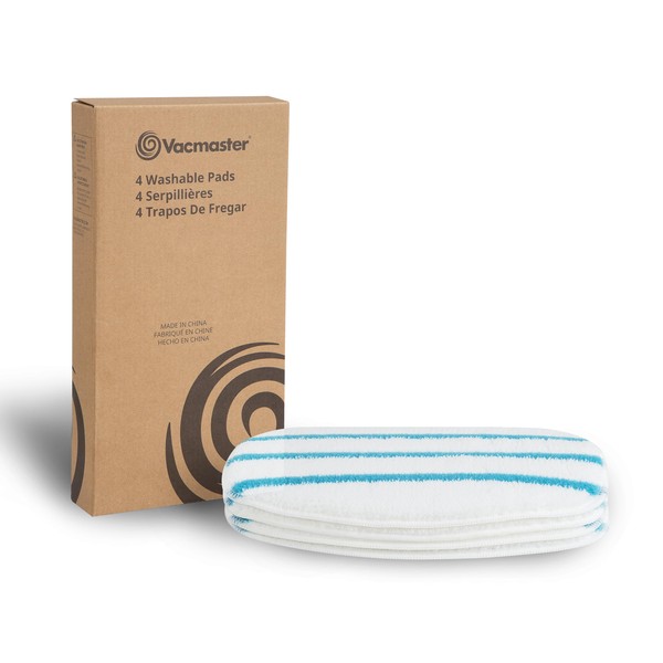 Vacmaster 952779 Microfiber & Washable Replacement Mop Pads, 4 pack,