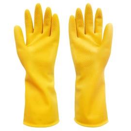 TopHomer Latex Work Gloves, Multi-Purpose Protection, Cleaning Gloves for Cooking, Dishwashing and Gardening, Yellow, Large (1 Pair)
