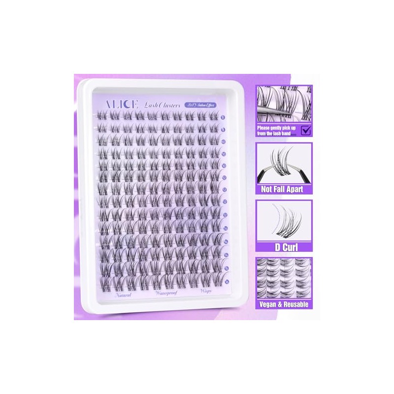 ALICE Natural Lash Clusters Lash Extensions Invisible Band Waterproof 8-16mm