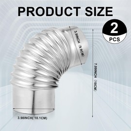 Hicarer 2 Pcs 4 Inch 90 Degree Galvanized Dryer Elbow Vent Tube Connector Adjustable Dryer Vent Elbow Connector for 4" HVAC Duct Pipe Hose Ductwork