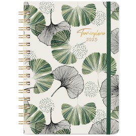 Calendar 2025 - Diary 2025, Weekly Planner 2025 from January 2025 - December 2025, A5 Diary with Pocket 21.4 cm × 14.6 cm, Ginkgo Biloba Sheets