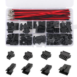 Teansic 116Pcs SM 2.54mm Pitch JST Connector,2/3/4/5/6 Pin Male & Female Housing Plug Kit,SM JST Adapter with 22AWG Pre-Crimped Wire Cables
