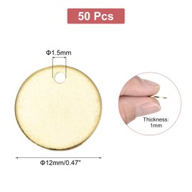MECCANIXITY 50Pcs Stainless Steel Blank Stamping Tag Engraved Stainless Steel Round Charm Pendant with Holes 6mm/0.24" Gold for Pendant Bracelet Necklace Jewelry Making Earring
