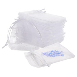 UNICRAFTALE 120Pcs White Sheer Organza Gift Bags 9x7cm Small Mesh Bags with Drawstring Breathable Storage Bag Organza Pouches for Wedding Party Christmas Favor Gift Jewelry Makeup