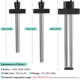 HITOP Outdoor Pond Heater - 150W 300W 600W Aquarium Heater for Small Ponds, Kio Pond, Pond De-icer with Long Cable Wire and Floatable Foam