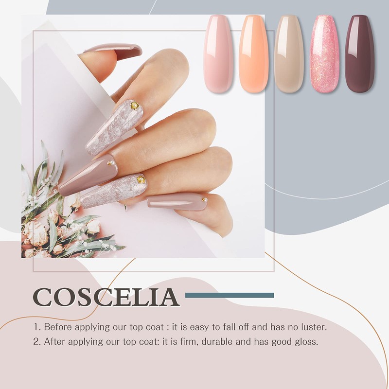 Coscelia Base e Top Coat Semipermanente, 10ML x 2 Base
