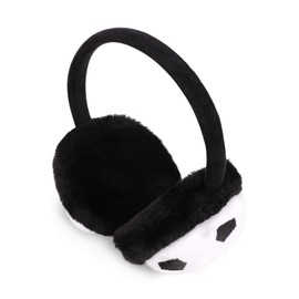 AfinderDE Women's Children's Winter Soft Plush Earmuffs Cute Football Pattern Christmas Ear Warmers Warm Ear Protection, black
