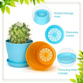 Bchjatk 8 Pcs Plant Pots,3.8" Flower Pots,Plastic Pots for Plants,Nursery Pots,Succulent Pots,Planters for Indoor Plants,Herb Garden Planter,Small Plant Pots,Mini Flower Pots,Cute Plant Pots