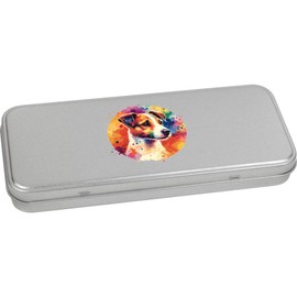 Azeeda 'Jack Russell Terrier' Metal Hinged Stationery Tin/Storage Box (TT00244093)