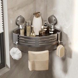 Esquinero para Baño Regadera Ventosa Repisas para Sin Taladro Organizador Metal de Aluminio Porta Shampoo Antióxido Estante Organizador Baño Gris Mueble para Regadera Tofaney