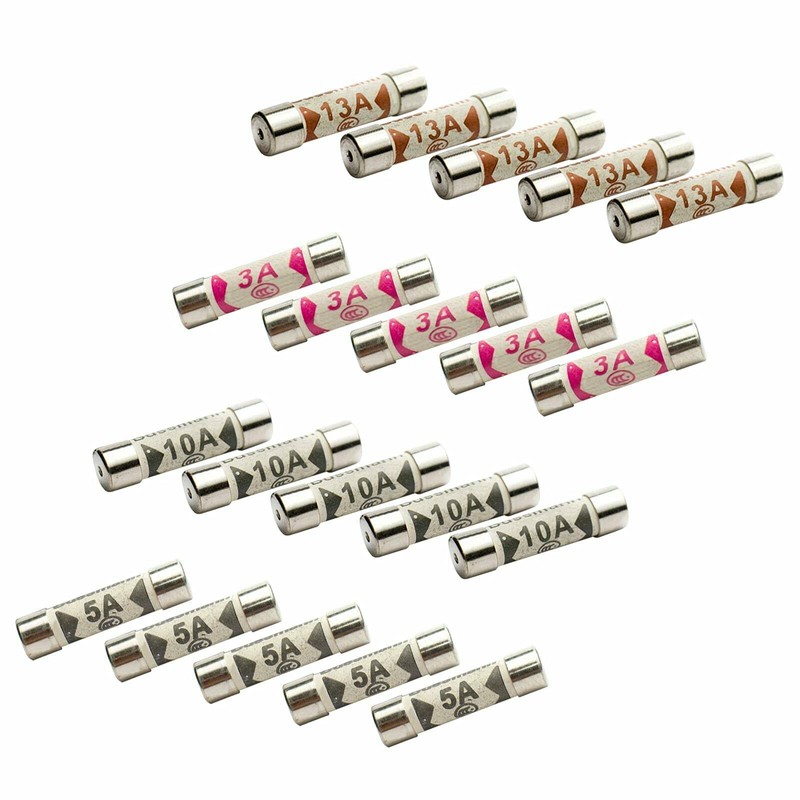 20 x Fuses Mixed Household Electrical Ceramic Domestic Mains Fuses
