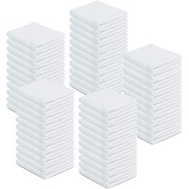 Cotton Terry Towels Cleaning Cloths, 100% Cotton Terry Cloth Bar Rags White Bar Towels, Multipurpose High Absorbent Terry Towels for Cleaning or Painters- White- 12"x12" (100 Pack, White)