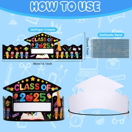 Hedeey 24 Pack Kindergarten Graduation Cap Paper Adjustable Preschool Graduation Hats for Kids Classroom Supplies (Pencil 24)