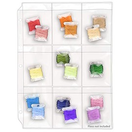StoreSMART – Binder Page with Flaps for Embroidery & Cross-Stitch Floss Thread Bobbins – 9 Pocket - 10-Pack - (RMSTWPF-FLOSS-10)