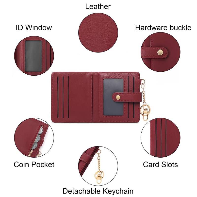 SENDEFN Small Woman Leather Wallet Credit Card Holder with ID