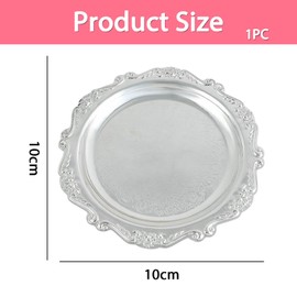 Vintage Trinket Dish Tray Holder, Embossed Design, Silver Tone