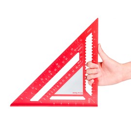 Beslands Rafter Square Carpenter Aluminum Measuring Layout Tool Triangle Ruler for Woodworking and Carpentry (12 inch red with Writing Board)