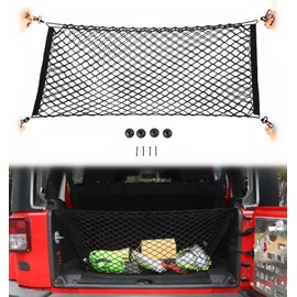 Voodonala 40 x 18 Inches Universal Mesh Envelope Trunk Cargo Storage Organizer Net Elastic Mesh Net Pickup Truck Bed Divider Compatible for Cars, Vans, Trucks and SUVs, for Jeep, for Dodge, for Toyota