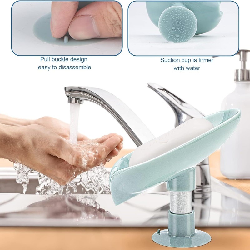 ANIS・KEBBR 2 Pack Leaf Self Draining Soap Holder Suction Cup
