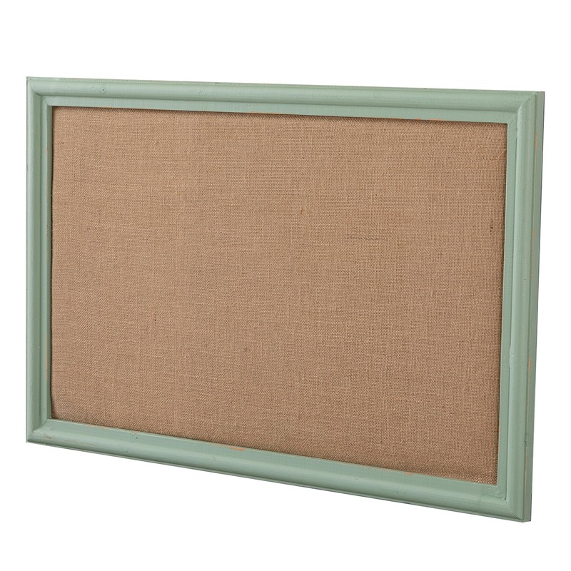SOFE Linen Decorative Bulletin Board, Green Wood Framed 23" X