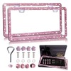MAYEHAY Pink License Plate Frame 2 Packs Bling License Plate