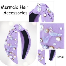 Jaciya Mermaid Purple Headband Wide Knotted Headbands for Women Girls Starfish Head Band Mermaid Birthday Party Decorations