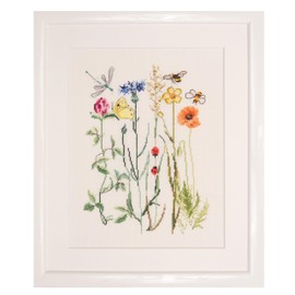 Thea Gouverneur - Counted Cross Stitch Kit - Wildflowers - Linen - 32 count - Embroidery Kit for Adults - DMC Embroidery Threads and other Cross Stitch Supplies Included - 577