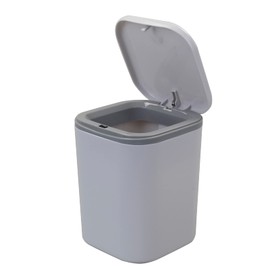 Zopnny 2 L/0.5 Gallon Tiny Countertop Garbage Can, Plastic Wastebasket with Press Type Lid, Gray